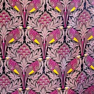 Halliday & Brown London Silk Twill Scarf 34.5" Parrots Arts & Crafts Purple NWT